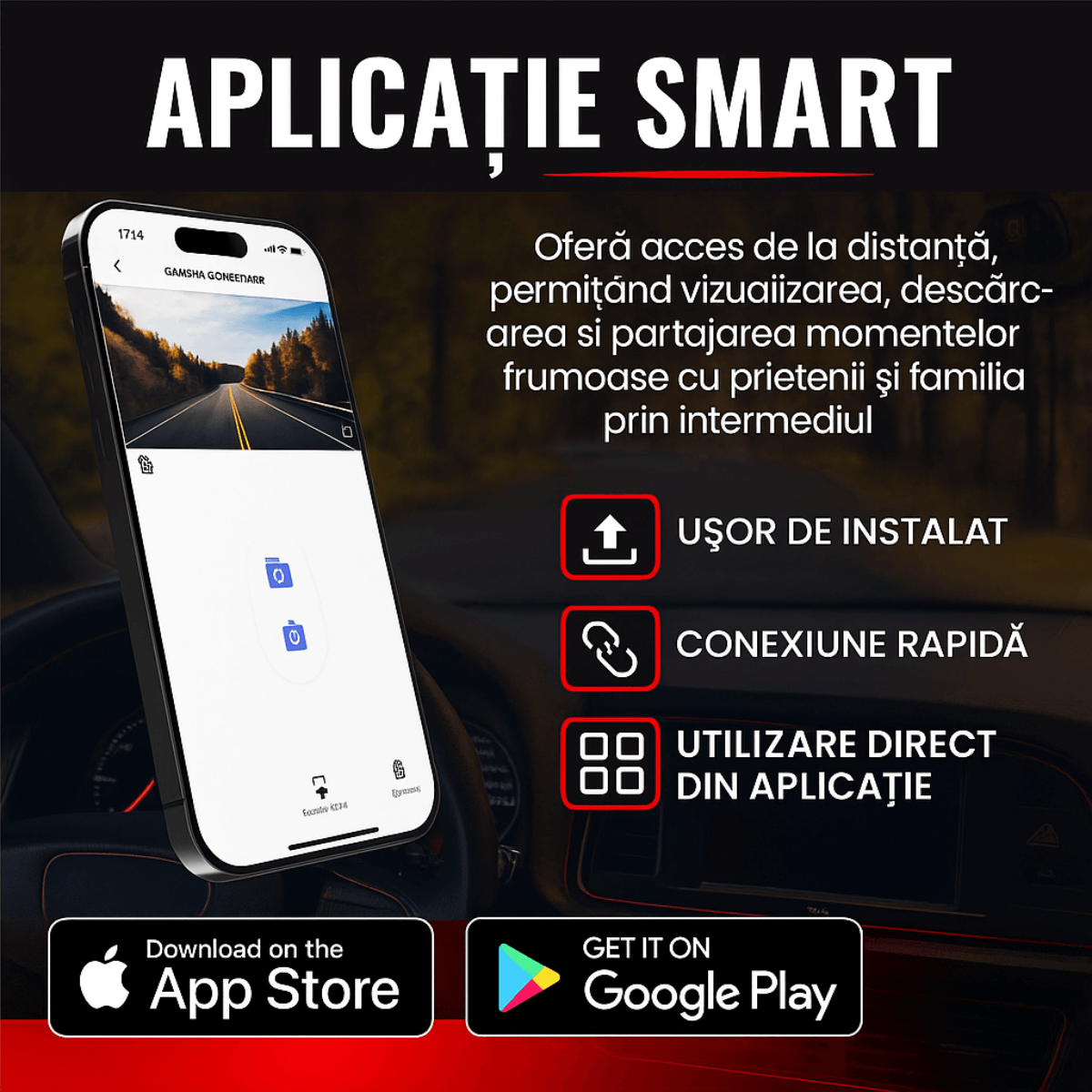 Camera Auto Dubla DVR Autiqo® GPS – 4K Ultra HD, Night Vision, 170° + Cameră Marșarier