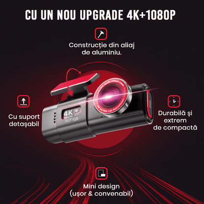 Camera Auto Dubla DVR Autiqo® GPS – 4K Ultra HD, Night Vision, 170° + Cameră Marșarier