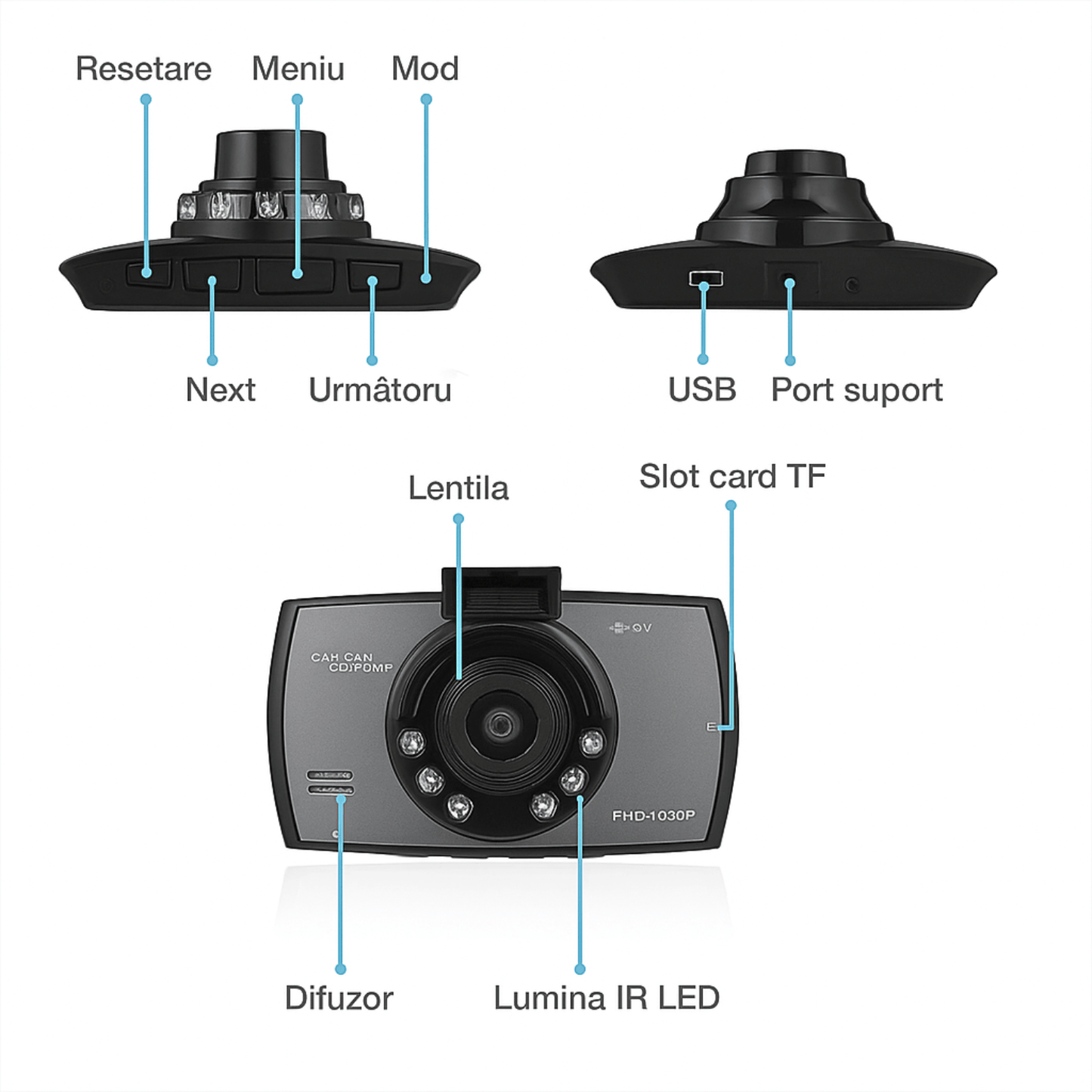 Camera Auto DVR Autiqo® – Full HD 1080p, Ecran 2.7”, Night Vision, G-Sensor
