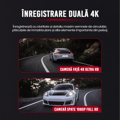 Camera Auto Dubla DVR Autiqo® GPS – 4K Ultra HD, Night Vision, 170° + Cameră Marșarier