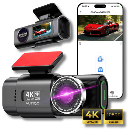 Camera Auto Dubla DVR Autiqo® GPS – 4K Ultra HD, Night Vision, 170° + Cameră Marșarier