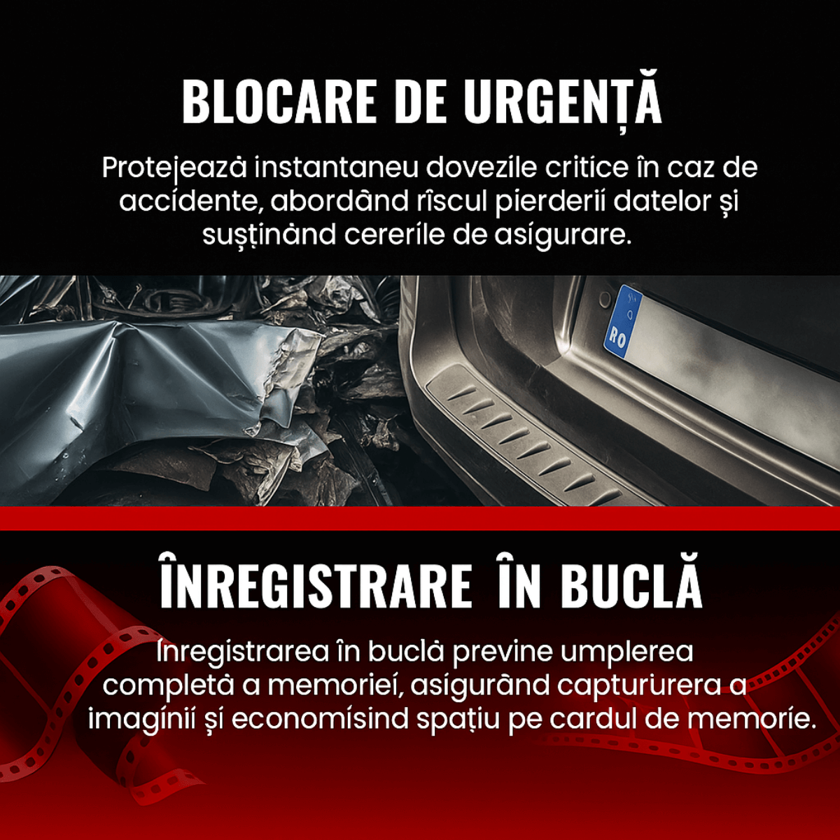 Camera Auto Dubla DVR Autiqo® GPS – 4K Ultra HD, Night Vision, 170° + Cameră Marșarier