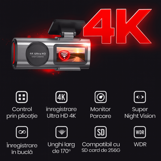 Pachet 2x Camera Auto DVR Autiqo® DRIVE-X – 4K Ultra HD, Night Vision, 170° + Cameră Marșarier