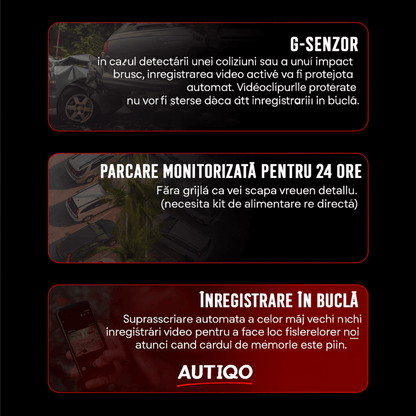 Camera Auto Dubla DVR Autiqo® GPS – 4K Ultra HD, Night Vision, 170° + Cameră Marșarier